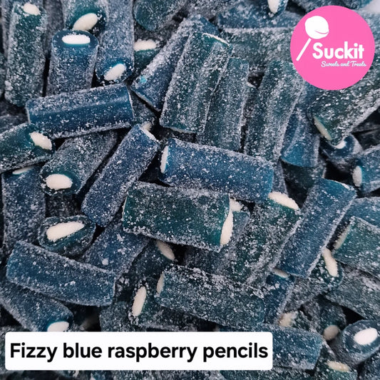 Fizzy blue raspberry pencil bites